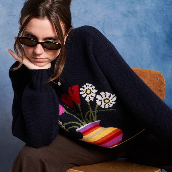 Gyles & George London Flowerpot Sweater Medium Navy Blue Wool Rowing Blazers - Picture 10 of 10